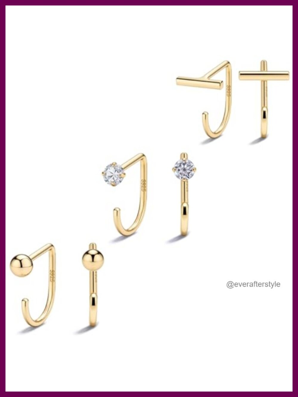 14K Gold Plated Huggie Half Hoop Earrings S925 Sterling Silver Stackable